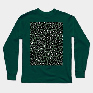 Olive Green Leopard Spots Print Long Sleeve T-Shirt